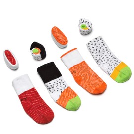 Dooky Sushi Baby Socks in a Gift Box (4 Pairs Kids Socks, Japanese Design, Comfortable and Soft Material, Optimal Baby Equipment, Size: 0-9 Months, Multi-Colour)