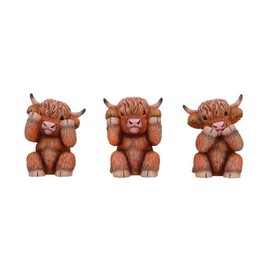 Kilts Wi Hae Three Wise Highland Cows Coos - Hear No, Speak No, See No Evil Figurines