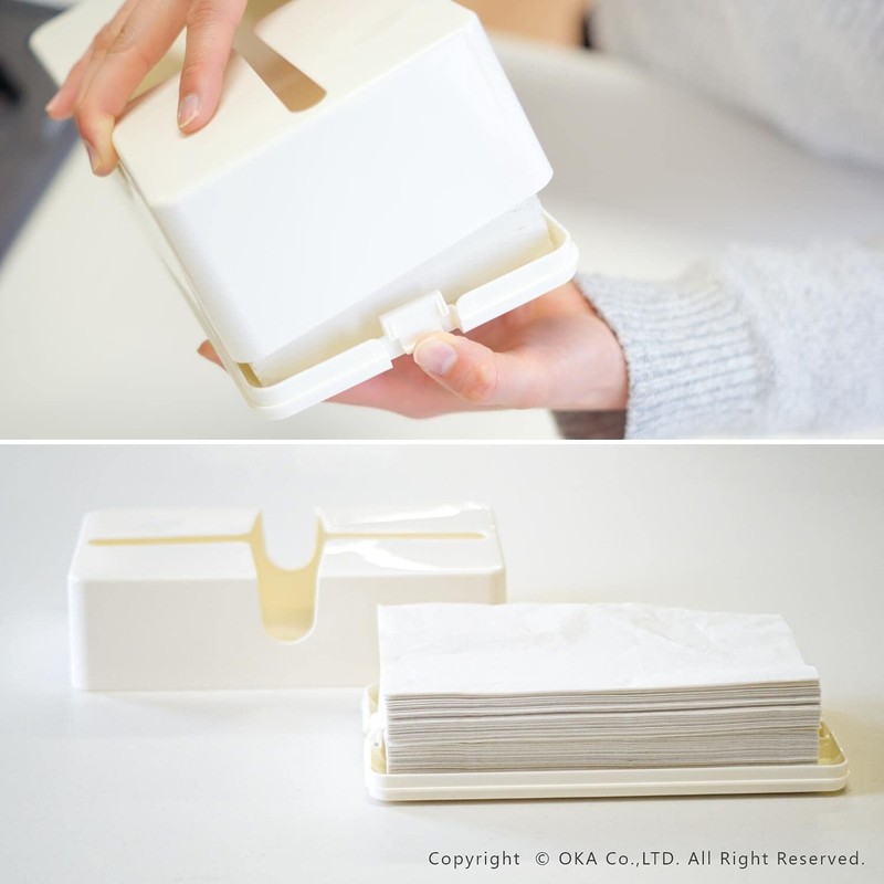 OKA Easy to Remove Paper Towel Case Pick (White) (Tissue,