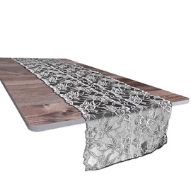 mookaitedecor 13x70 Inch Black Floral Lace Table Runner, Embroidered Vintage Elegant Rectangular Festive Table Runner for Wedding Dinner Party Coffee Table Christmas Living Room Home Decor