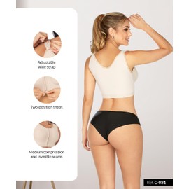 Forma Tu Cuerpo Post Surgery Compression Bra Wide Straps – Post Op Bra for Women Front Closure, Mastectomy Bras, Breast Augmentation Recovery, Surgical Support, Breast Reduction, Lumpectomy, BEI 32