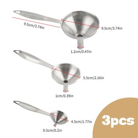 Tabanzhe 3 Pcs Mini Funnel Stainless Steel Kitchen Set - Small Funnels with Long Handle for Transferring Liquid, Oil, Powder, and More,for Filling Bottles or Containers