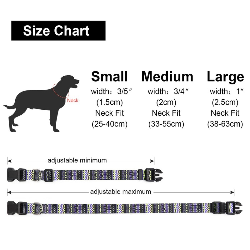Suredoo Adjustable Dog Collar with Patterns, Ultra Comfy Soft Nylon