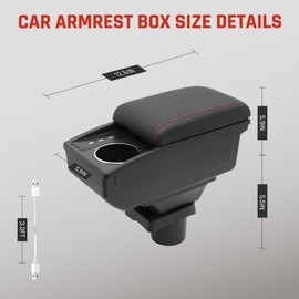 YJYWZH Car Armrest Storage Box for Toyota Yaris Vitz 2006-2011 Double Layer Car Center Console Organizer Armrest Box with 6 USB Ports and Cup Holder Car Interior Accessories(Red Thread)