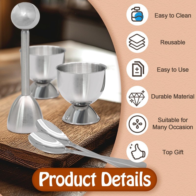 vibedor 9 Pack Egg Cracker Topper Set, 4 Stainless Steel
