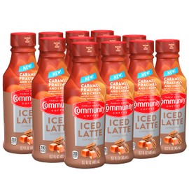 Community Coffee Caramel Pralines and Cream Iced Latte Ready To Drink, 13.7 Ounce Bottle (Pack of 12)