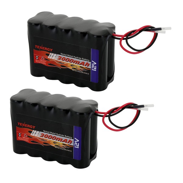 Tenergy Paquete de 2 baterías de 12 V 2000 mAh RC con cables desnudos para aviones RC, coche RC, bricolaje y más
