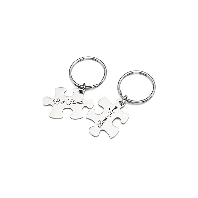Puzzle Partner Keyring with Engraving of Your Desired Set of