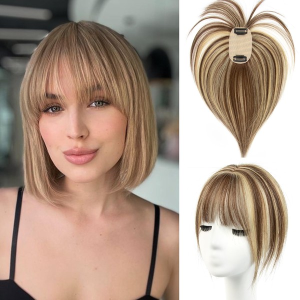 TANJET Hair Toppers with Bangs for Woman 100% Real Humna