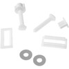 2 weiße Kunststoff-Toilettensitzschrauben und Muttern mit Unterlegscheiben, Schrauben, Scharniere, Ersatzteile