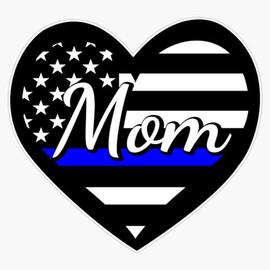 Generic Police Mom - Thin Blue Line Heart Window Bumper Sticker Decal 5""