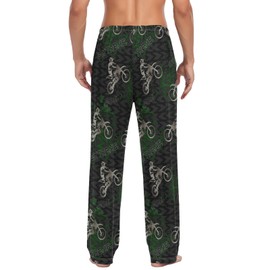 Ollabaky Motorcycle Motocross Pajama Pants for Men, Men's PJs Bottoms Sleep Lounge Pants with Pockets, L