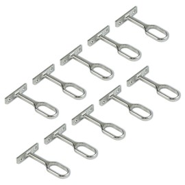 Emuca 7061007 Central Support for Oval Wardrobe Hanging Rod, Nickel-Plated, Set of 10 Pieces