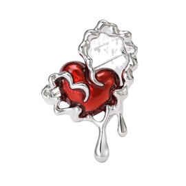 Love Heart Brooch Pin for Women Dainty Red Heart Lapel Pin for Mother's Day Enamel Red Love Heart Corsage for Clothings Hats Bags Accessories (silver)