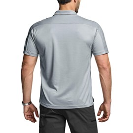 CQR Men's Polo Shirts, Tactical Short Sleeve Golf Performance Shirts, Lightweight Dry Fit UPF 50+ Pique, Commander Light Grey, X-Large