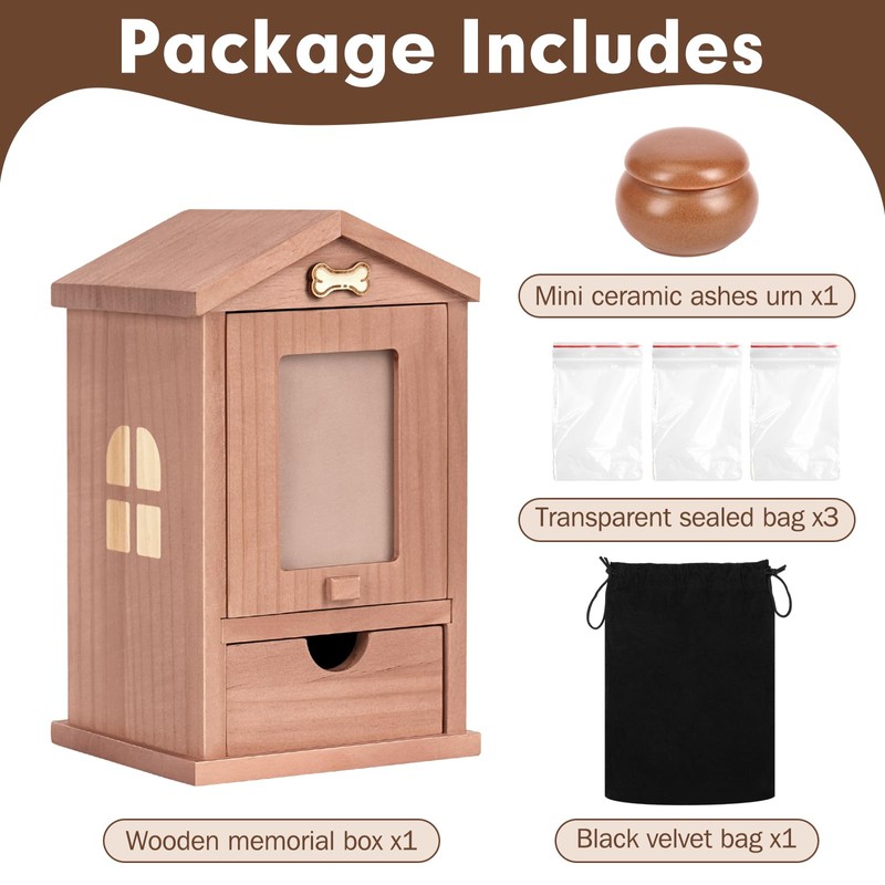 Cat Urn for Ashes with House-Shaped Design & Magnetic Photo