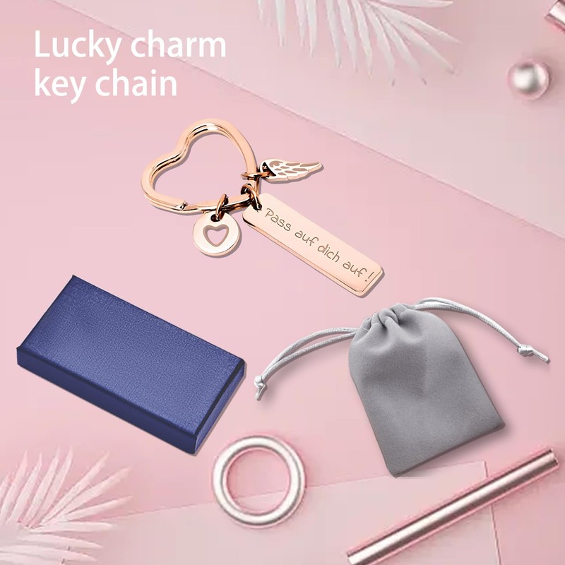 GVSAVY 1pc Love Key Ring with 1pc Gift Box and