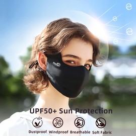 Sun Protection Face Cover UPF 50+ Anti-UV Women Summer Mask Eye Protective Breathable Face Covering SLF5M043T Black