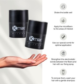 Kmax Concealing Hair Fibers - Keratin Fibres for Hair, Hair Powder for Hair Thickening Effect, Hair Fibres to Cover Hair Loss - Try Me Format 5g - Dark Grey