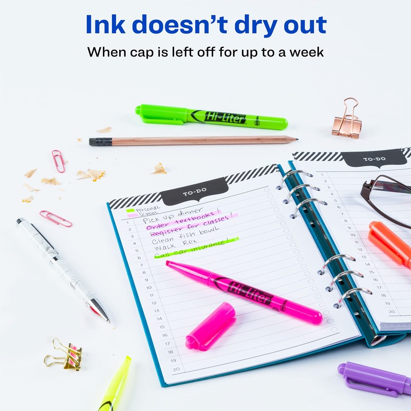 Avery Hi-Liter Pen-Style Highlighters, Smear Safe Ink, Chisel Tip, 6