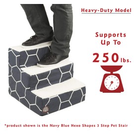 Majestic Pet 3 Step Portable Dog Stairs for Small Dogs to get on Bed Supports 250 lbs or Less – Dog Steps for High Bed with Machine Washable Cover –Pet Stairs for Cats Palette Heathered Frappe