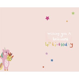 Unicorn 4th Birthday Greetings Card for Girls Unicorn Design For Young Girl Age 4 Card Happy 4th Birthday Card for Niece/Granddaughter/Daughter/Sister,Cute Children/Kids Party Birthday Cards