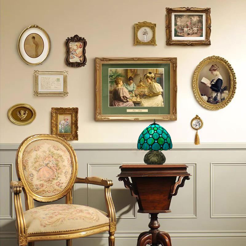 Nileatry Stained Glass Lamp,Small Tiffany Style Table Lamp,8X11 inches Tiffany