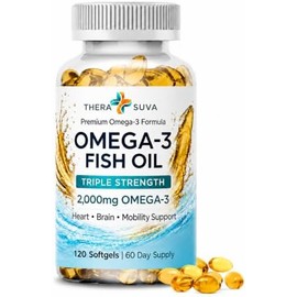 TheraSuva Omega-3 silvestre de Alaska de triple potencia (2500 mg  EPA 1300 mg  DHA 1200 mg), suplemento para la salud cardíaca y articular, 120