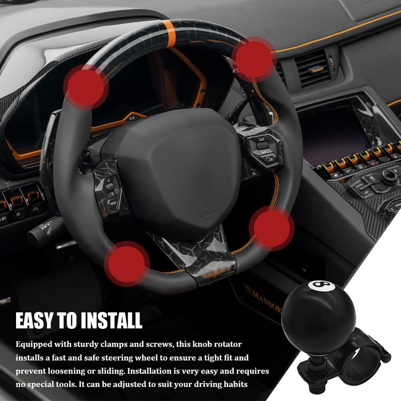 HQRNYP 8 Ball Steering Wheel Knob Spinner, Suicide Knob, Heavy