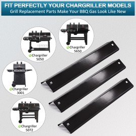 Hiorucet Grill Replacement Parts for Chargriller 5050 3001 5650 3072 5072 3030 3008 5252 3000 4000 4208 Grill Models. Grill Heat Plate Shields, Burner Tubes, Hanger Brackets Replacement Parts.