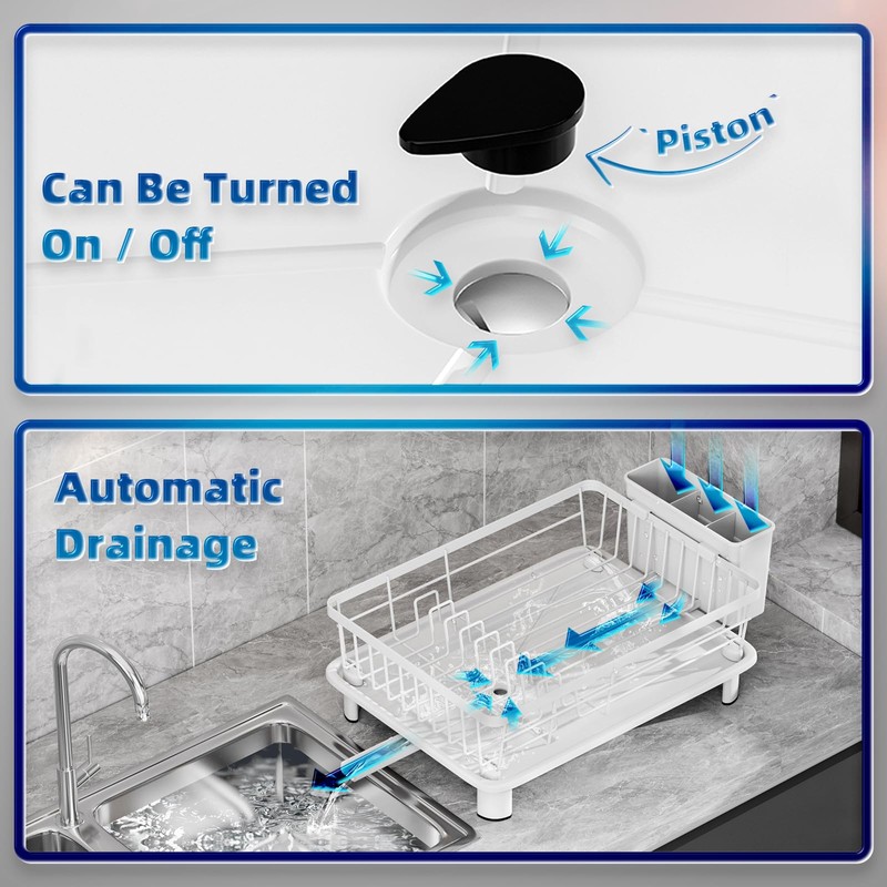GAOKASE 2 Tiers Dish Drying Rack, Space-Saving Dish Racks for