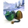 3D Printed Dragon Egg with Dragon Inside, Articulated Crystal Dragon