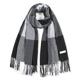 Pashminas And 𝐖𝐫𝐚ps For Bridesmaid Imitation Plaid Scarf Thick Warmth Tassel Color Matching Female Shawl Gold Pashmina Shawls And 𝐖𝐫𝐚ps (Black, One Size)