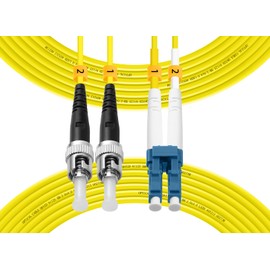 Fibergaga-OS2 LC/UPC to ST/UPC Fiber Patch Cable,Single-Mode Fiber, Duplex 9/125µm,OD 2.0mm Fiber Optic Cable,Jumper Optical Patch Cord,Length Option: 1M(3ft)-100M(328ft)-1M(3ft)
