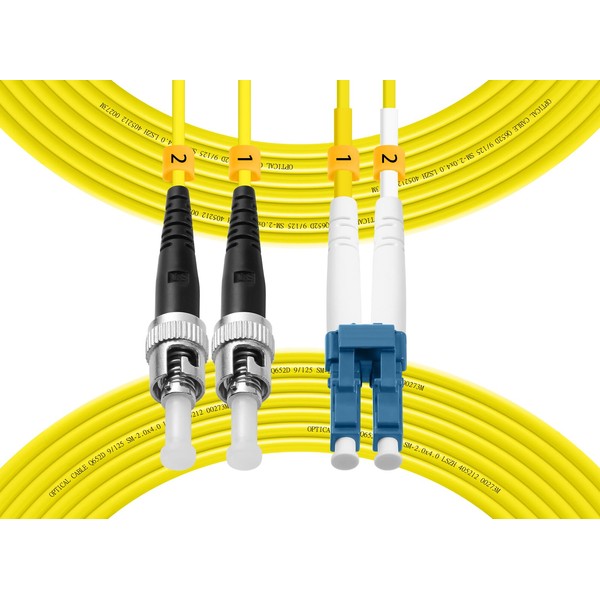 Fibergaga-OS2 LC/UPC to ST/UPC Fiber Patch Cable,Single-Mode Fiber, Duplex 9/125µm,OD