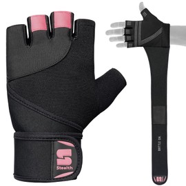 Stealth Sports Weight Lifting Gloves with Wrist Wrap Support Padded Palm Protection Exercise Gym Workout Gloves Men & Women Training Fitness Weightlifting Bodybuilding,E9(Pink,XS)