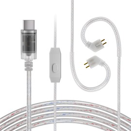 H HIFIHEAR CCZ C03 IEM Cable, Replacement USB C Type-C Earphone Cable, Upgraded in Ear Monitor Wire with Microphone, 1.2m 4N Silver-Plated OFC Dual Parallel Headphone Wire (Silver, TFZ Type-C)