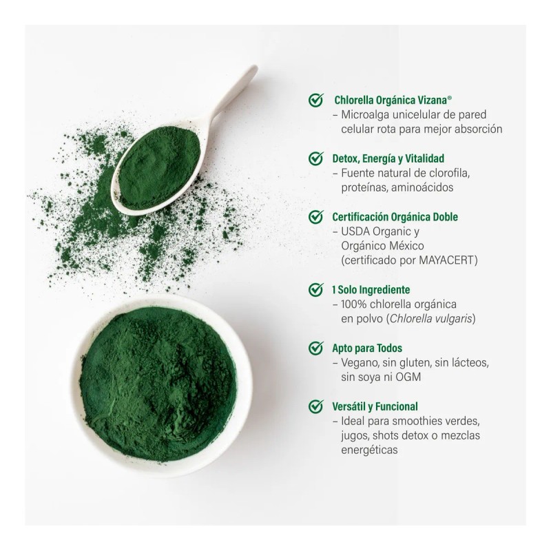 Chlorella Orgánica En Polvo 1 Kg Vizana Nutrition