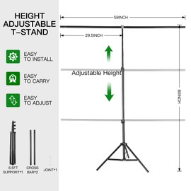 Green Screen Backdrop with Stand Kit, BEIYANG 6.5 X 5 Ft Portable Backdrop Stand Kit with Carrying Bag and 5 Clamps for Streaming, Video conferences and interviews