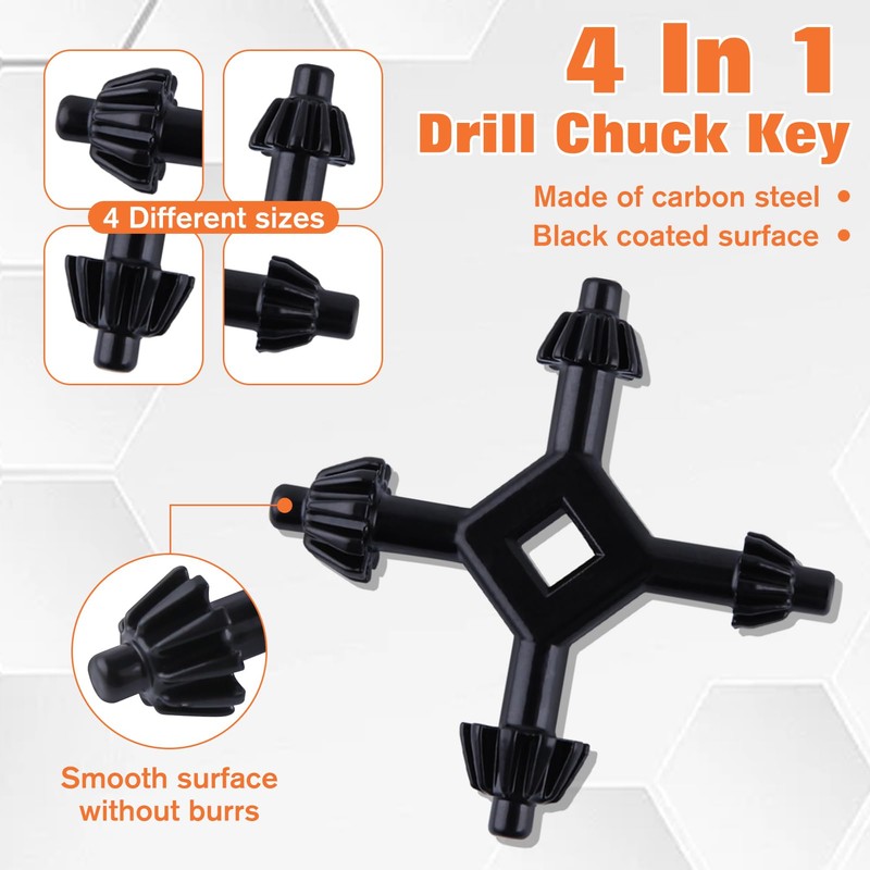 LEONTOOL Drill Chuck Key, Set of 6, Drill Chuck Handle,