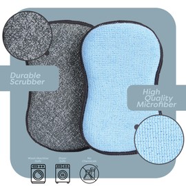Multi-Purpose Sponges Kitchen by Scrub-it - Non-Scratch Microfiber sponges for Cleaning, Along with Heavy Duty Scrubbing Power - Reusable Dish Sponge for Dishes, Pots and Pans (6 Pack, Small)