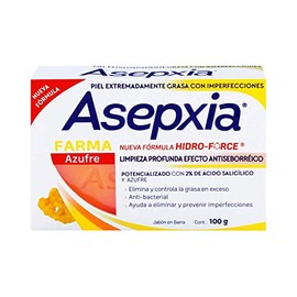 ASEPXIA Farma Azufre Jabón en Barra, Efecto Antiseborréico, elimina y controla la grasa en exceso, Para piel extremadamente seca con imperfecciones, Barra con 100g
