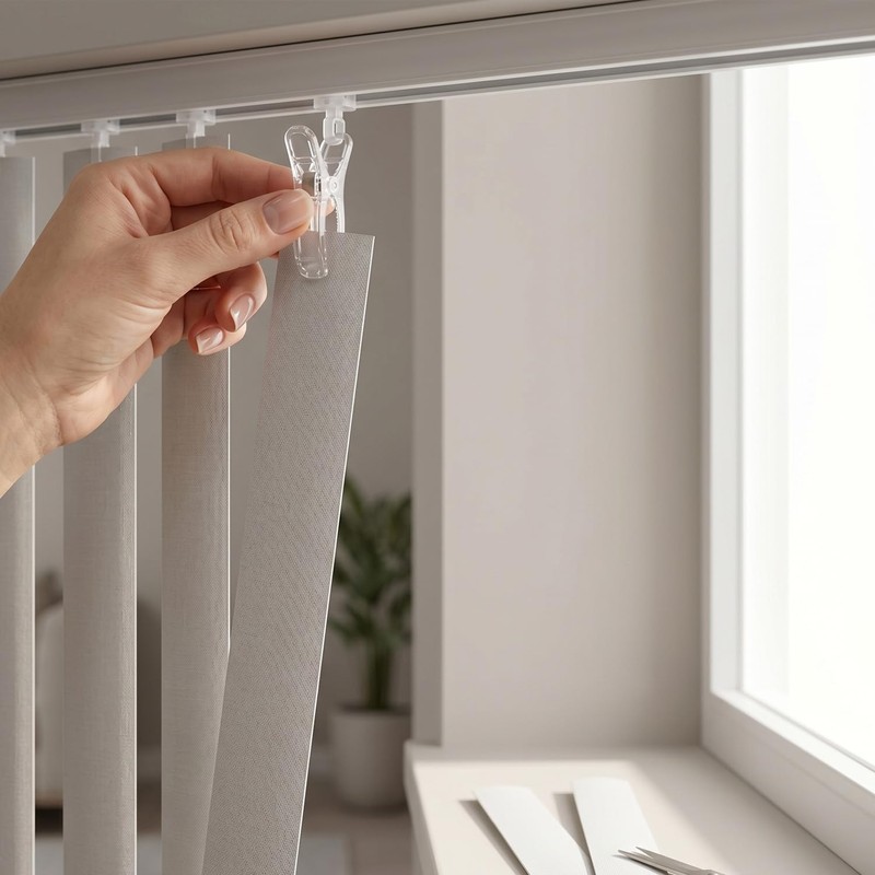 Hopzab 12PCS Clear Vertical Blind Clips, for Securing Curtains, Versatile