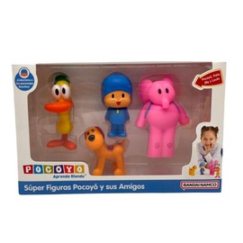 BANDAI Pocoyó FA77750 Super Figures Pocoyo and Friends - Pack of 4, Multicoloured, Explore the World with Pocoyo and His Friends: Adorable Toy, Adventure Companion