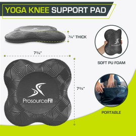 ProsourceFit Yoga Knee Support Pads Set of 2, Non-Slip for Yogis, Pilates, Meditation and Stretching; Exercise Accessories for Joint Support for Men and Women, Black