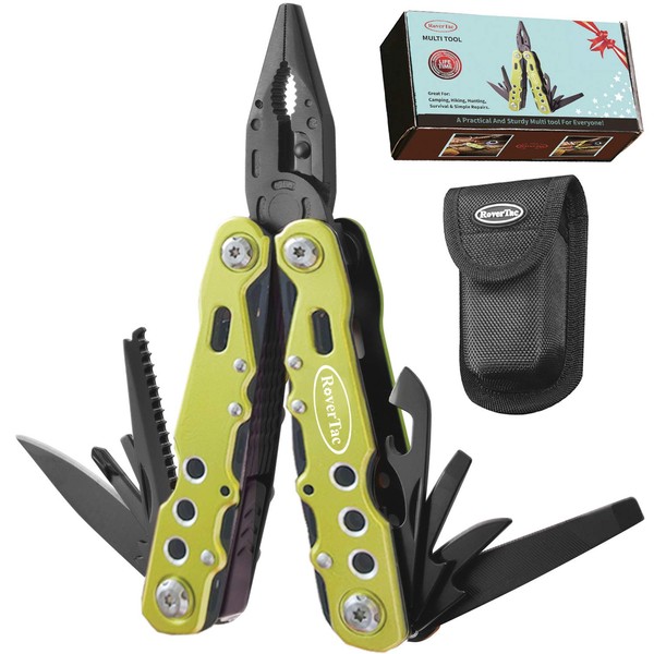 Gifts for Men Dad Husband Anniversary Gifts Valentine Gifts for Him RoverTac 12 in 1 Multitool Knife Pliers Screwdrivers Saw Bottle Opener Perfect for Camping Survival Hiking Simple Repairs