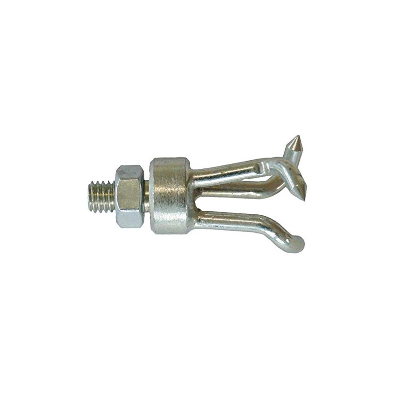 Three-tooth claw for pipe cleaning spirals with threaded coupling