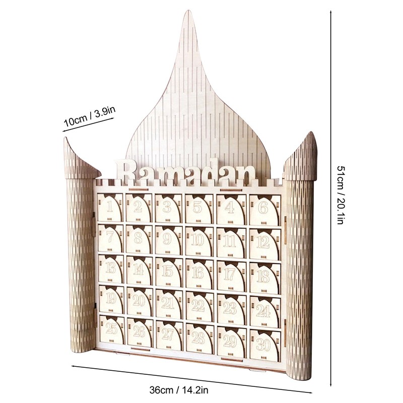 30 Day Wooden Ramadan Advent Calendar Home Decor Hollow Out