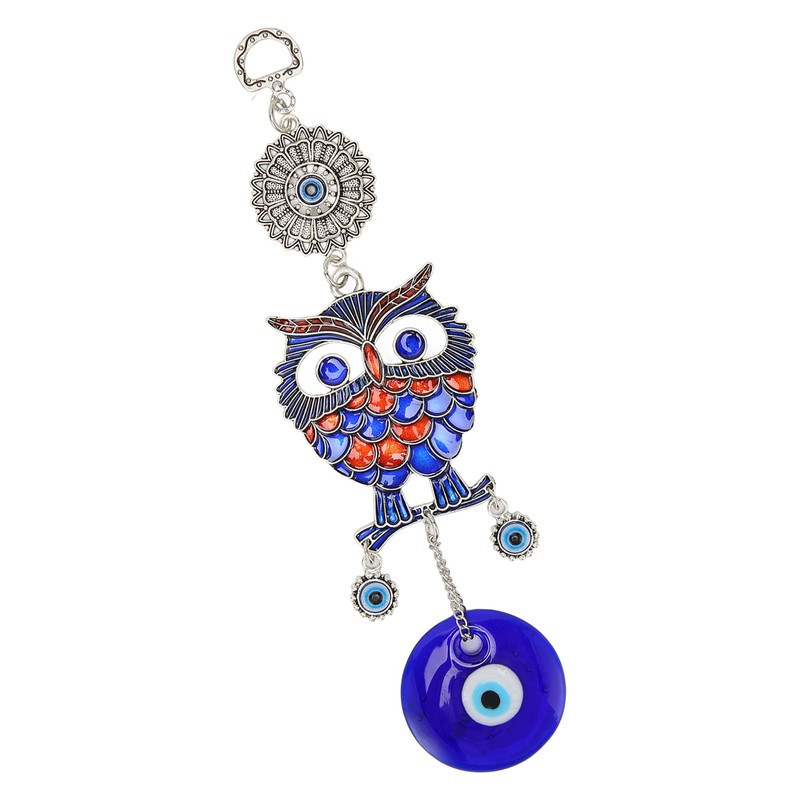 Blue Eye Owl Keychain Good Luck Beautiful Blessing Amulet Car