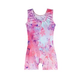 EQSJIU Gymnastics Biketards for Girls 6-7 Butterfly Floral Flower Pattern Size 6-7 6/7 Years Old Sparkle Leotards